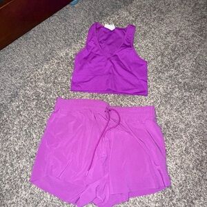Purple Work Out Tank Top and Shorts Set
